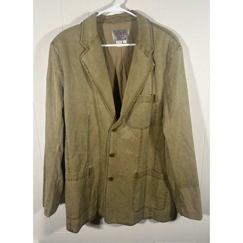 Vintage The Territory Ahead Mens Silk Cotton Blazer Khaki Tan Sport Coat Large